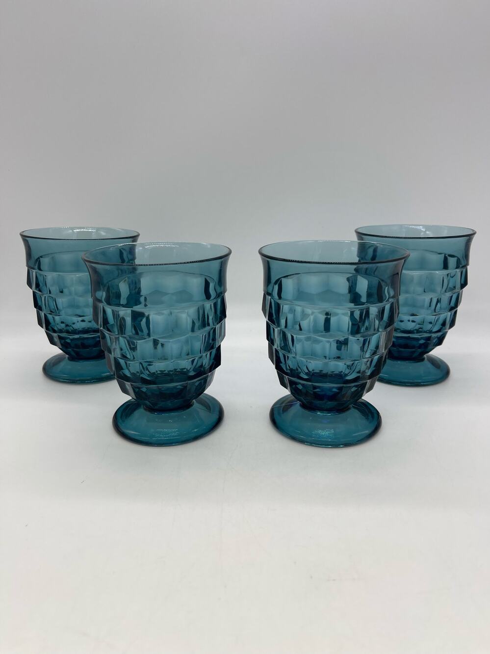 Colony Whitehall Riviera Blue Footed Tumbler Glasses Set of 4